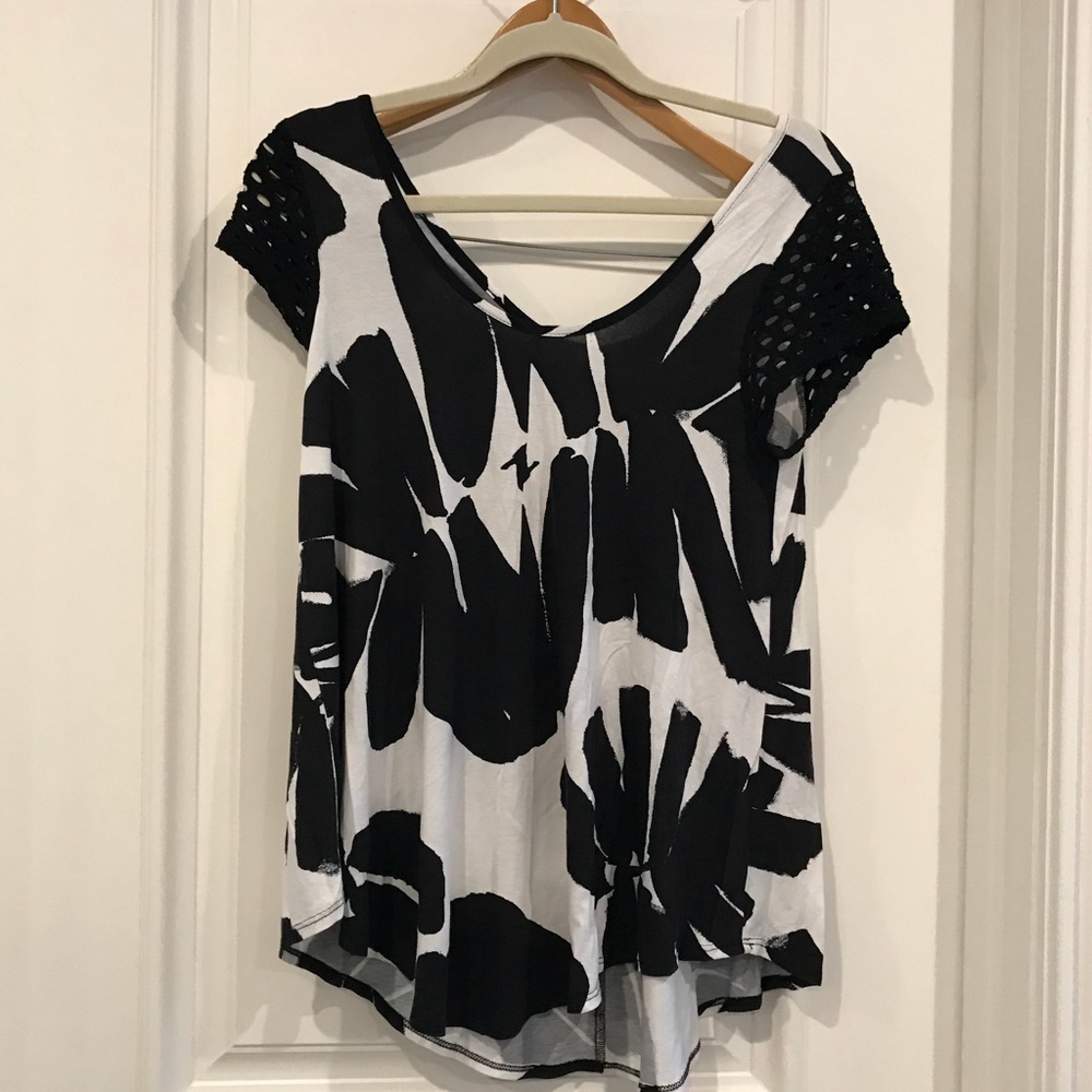 Anthropologie Weston top with crochet sleeves